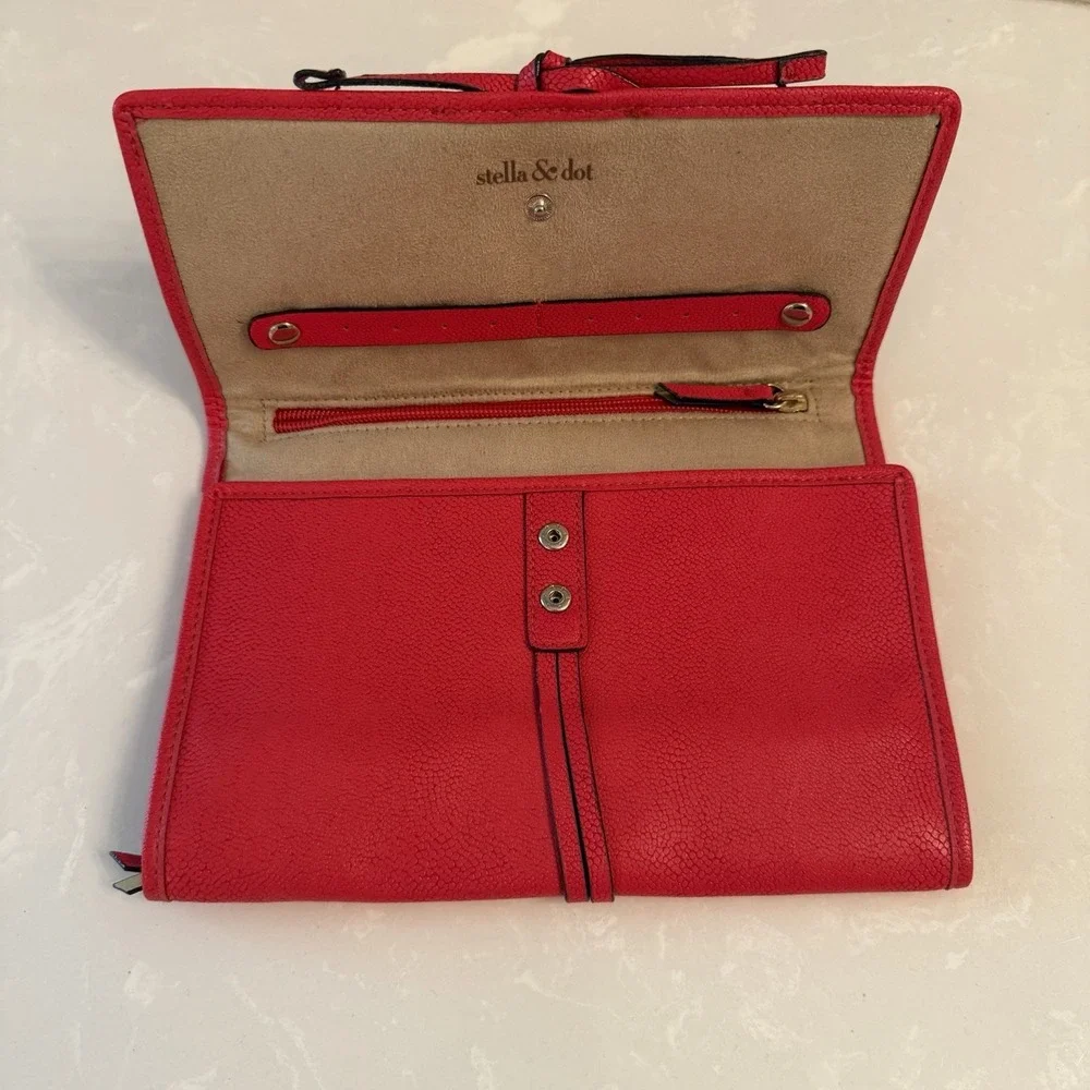 Red Jewelry Organizer Travel Clutch Case Storage